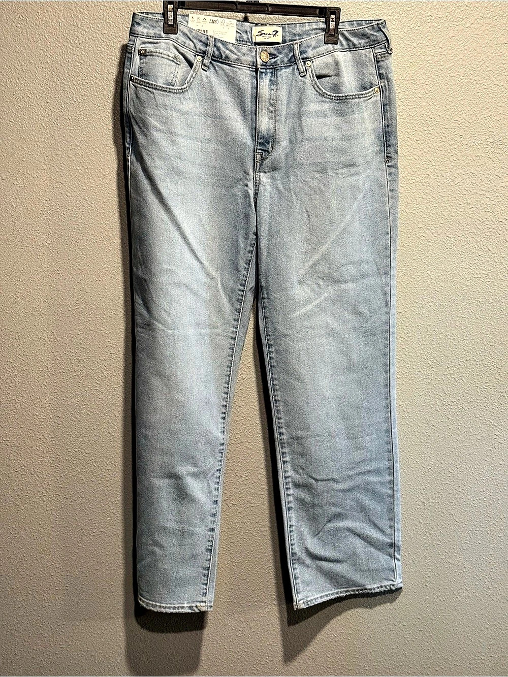 Seven7 Loose Straight Jean High Rise Blue Waist 10 NWT